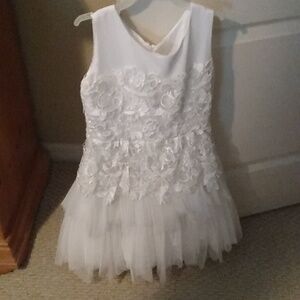 Absolutely stunning White dress with ruffled bottom and lace overlay